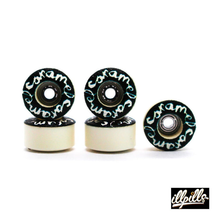 Black Illpills x Caramel fingerboard wheels 7.5mm - Caramel Fingerboards - Fingerboard store