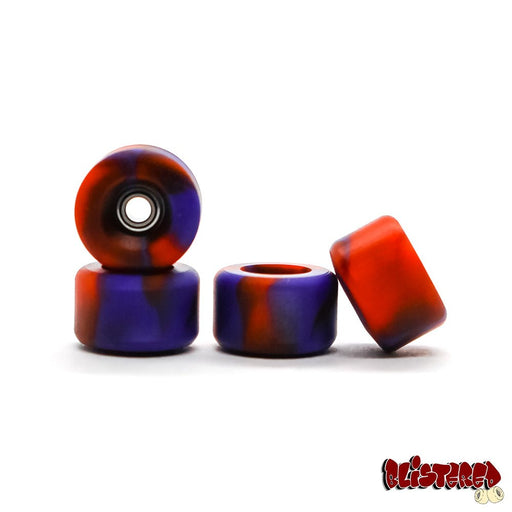 Blistered violet/orange swirl fingerboard wheels 7.5mm - Caramel Fingerboards - Fingerboard store