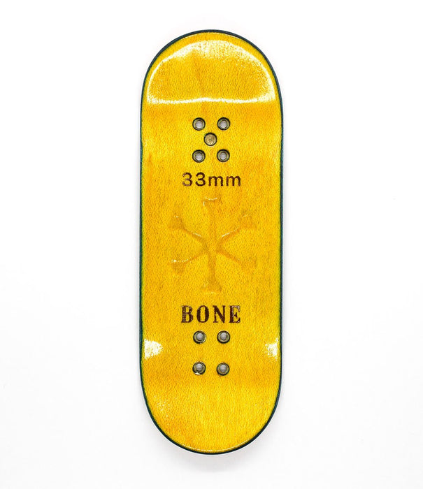 Bone yellow logo fingerboard deck 33mm - Caramel Fingerboards - Fingerboard store