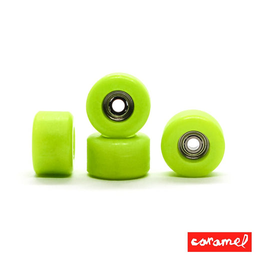 Caramel lime skate shape wheels 8mm 70D - Caramel Fingerboards - Fingerboard store