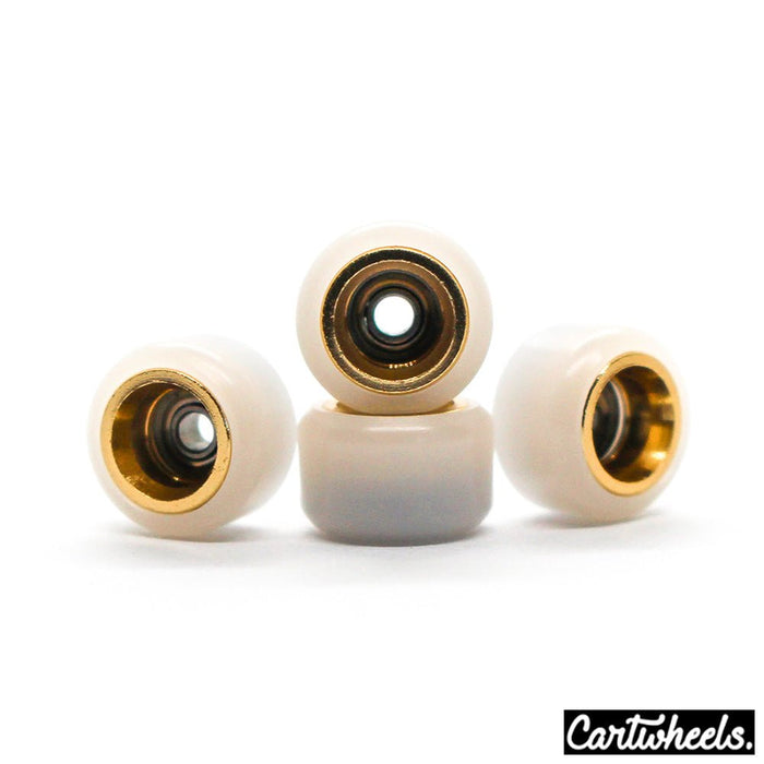 Cartwheels V4R white/gold core classic wheels 7.5mm - Caramel Fingerboards - Fingerboard store