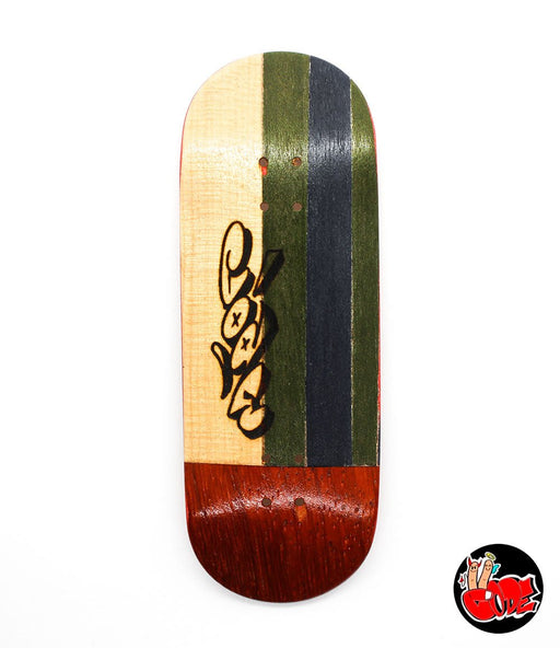 Code green/blue fingerboard split - ply deck 34mm - Caramel Fingerboards - Fingerboard store