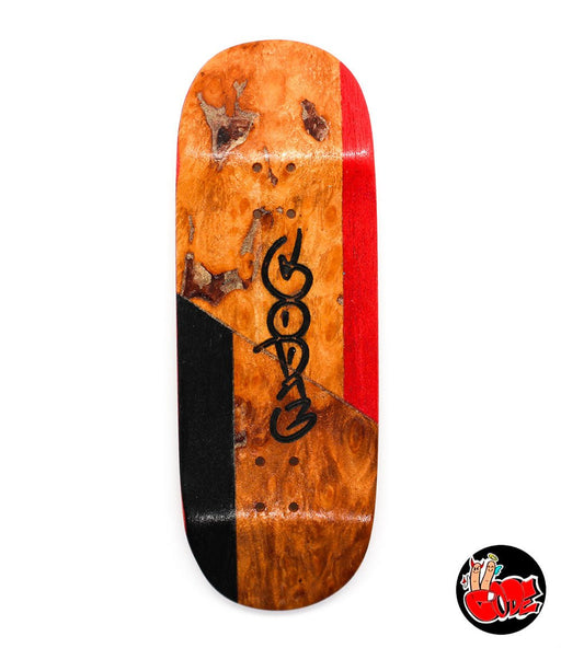 Code old red/black fingerboard split - ply deck 33mm - Caramel Fingerboards - Fingerboard store