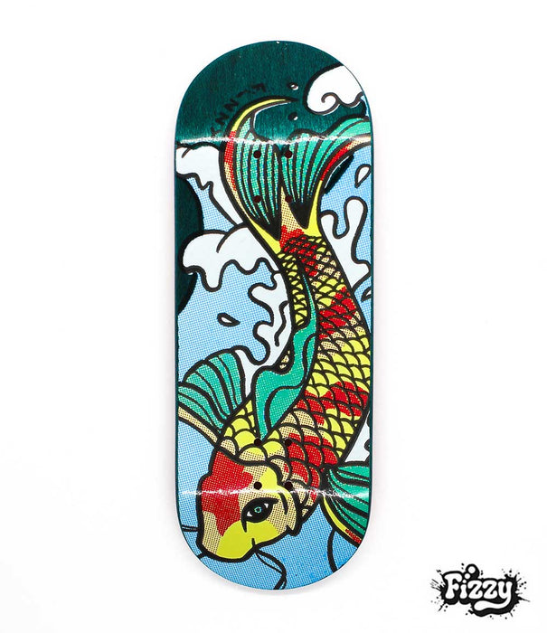 Fizzy green koi fingerbaord deck 35mm - Caramel Fingerboards - Fingerboard store