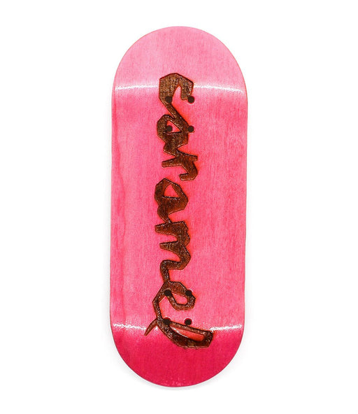 Horizon x Caramel pink logo engraved deck 35mm - Caramel Fingerboards - Fingerboard store