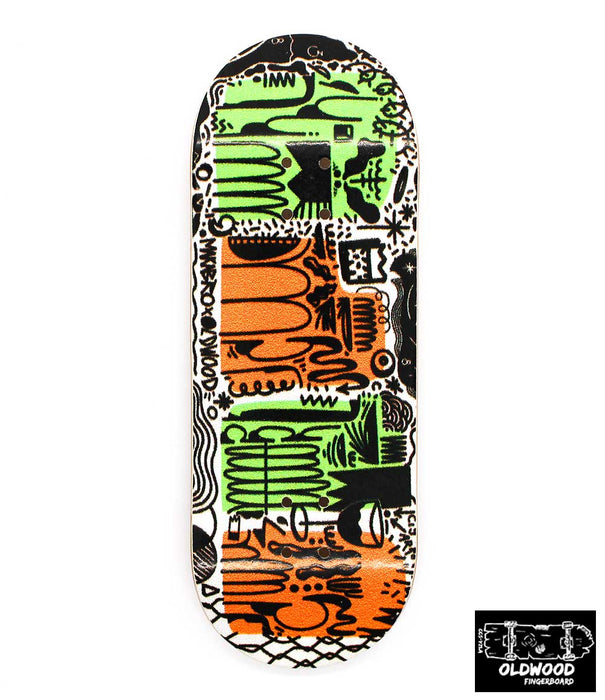 Oldwood abstract fingerboard deck 34mm - Caramel Fingerboards - Fingerboard store