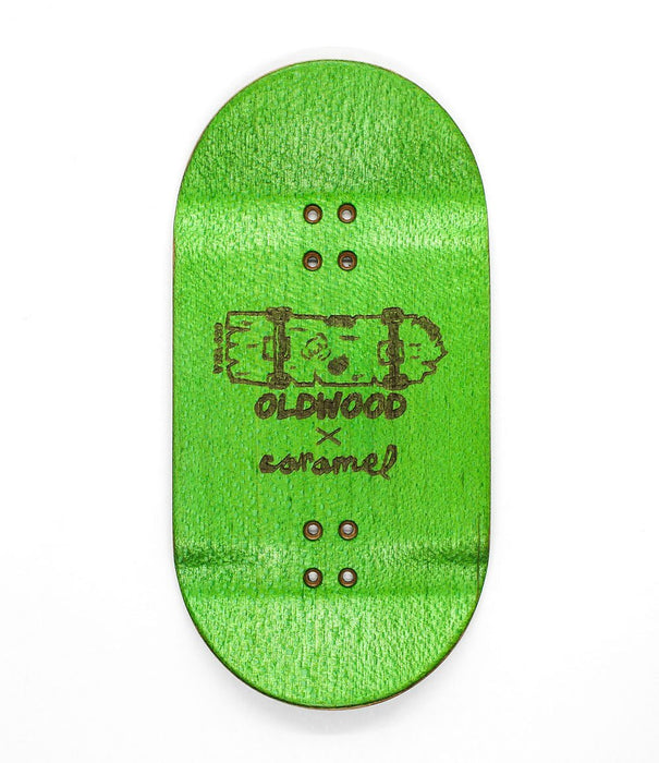 Oldwood x Caramel green fingerboard deck 50mm - Caramel Fingerboards - Fingerboard store