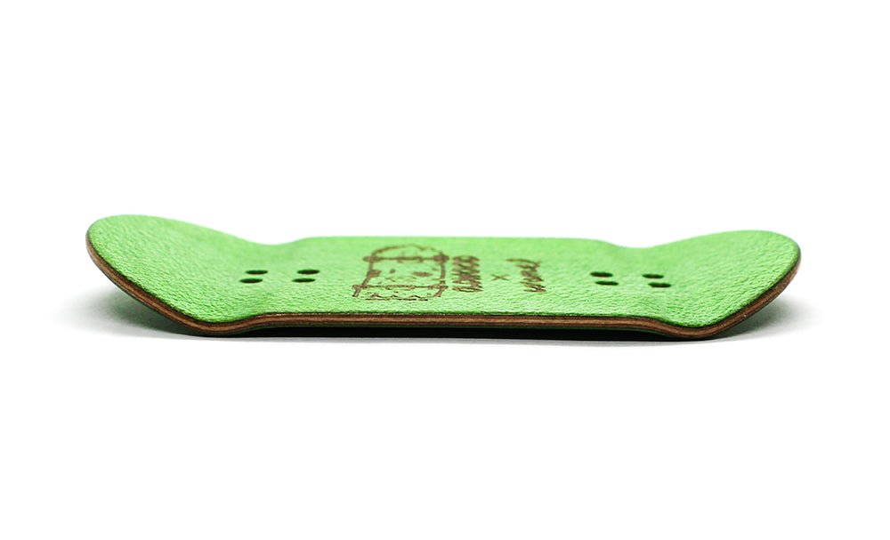 Oldwood x Caramel green fingerboard deck 50mm - Caramel Fingerboards - Fingerboard store