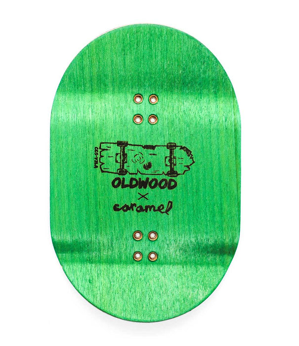 Oldwood x Caramel green fingerboard deck 70mm - Caramel Fingerboards - Fingerboard store