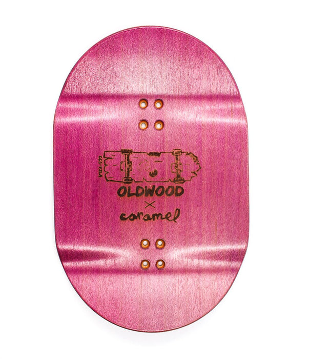 Oldwood x Caramel red fingerboard deck 70mm - Caramel Fingerboards - Fingerboard store