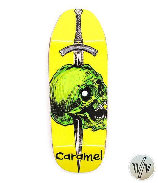 Von Zehos green skull fingerboard deck 33.5mm - Caramel Fingerboards - Fingerboard store