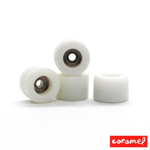 White Caramel wheels 7mm 65D - Caramel Fingerboards - Fingerboard store