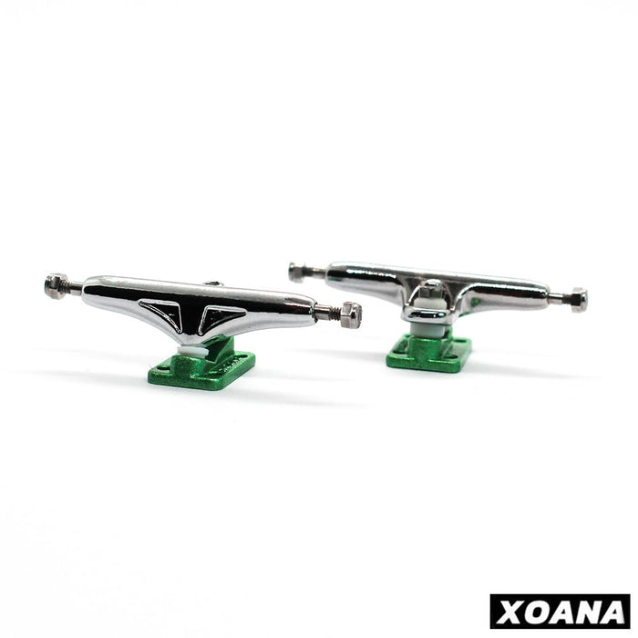 Xoana silver/green fingerboard trucks 33mm - Caramel Fingerboards - Fingerboard store